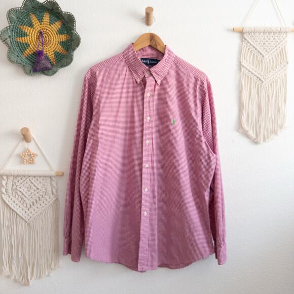 Ralph Lauren Other - Ralph Lauren Classic Fit Red White Gingham Button Down Shirt Men's Size 17/XL